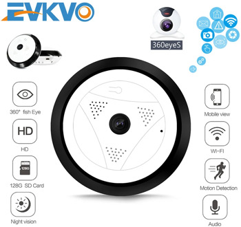 EVKVO 1080P HD 360 Degree Video Camera Wifi Panoramic P2P Two Ways Audio 2MP Wireless IP Fisheye Home CCTV Mini Security Camera