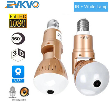 EVKVO IP Camera Bulb Lamp light Wireless 2MP HD 360 Degrees Panoramic Light Home Cctv Security Video Surveillance Wifi Camera