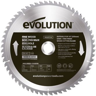 Evolution Cirkelzaagblad Hout Fw255tct-60 - 255mm - 60t - Hardmetaal