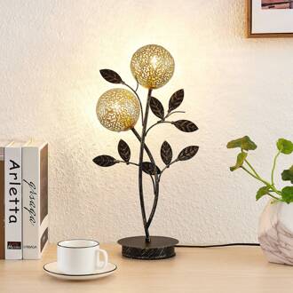 Evory tafellamp, 48 cm, 2-lamps, zwart/goud, G9 zwart, goud