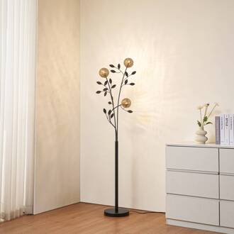 Evory vloerlamp, 160 cm, 3-lamps, zwart/goud, G9 zwart, goud