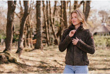 evy fleece fleece sweater met rits dames - Bruin - XXL