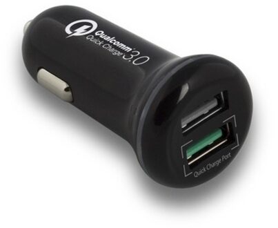 EW1352 - Autolader met 2 USB-poorten (5A) en Quick Charge Oplader Zwart