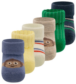 Ewers First Baby Socks 6-Pack Monkey Grijs