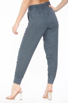 EX M&S Dames Linnen Gebreide Broek Luchtmacht Blauw - EU 46 Normaal / UK 18 Normaal