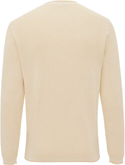 EXAN Roll Cuffs Long Sleeve Pullover Beige  M