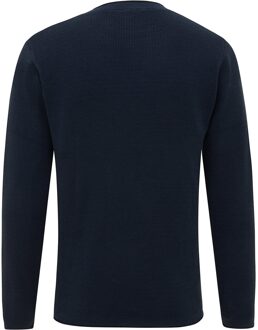 EXAN Roll Cuffs Long Sleeve Pullover Navy  2XL