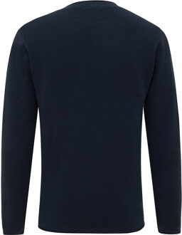 EXAN Roll Cuffs Long Sleeve Pullover Navy  XL