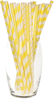 Excellent Houseware 100x stuks Drinkrietjes van papier - geel - 20 cm