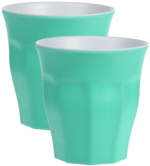 Excellent Houseware 10x stuks onbreekbare kunststof/melamine groene drinkbeker 9 x 8.7 cm voor outdoor/camping