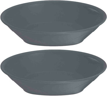 Excellent Houseware 12x Stuks onbreekbare kunststof ontbijt/dinerbordjes - diep - grijs - 18 cm