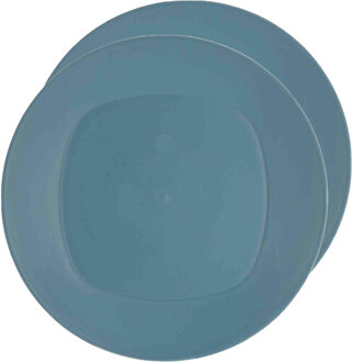 Excellent Houseware 12x Stuks onbreekbare kunststof ontbijt/dinerbordjes - petrol - 20 cm