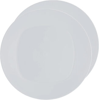 Excellent Houseware 12x Stuks onbreekbare kunststof ontbijt/dinerbordjes - wit - 20 cm