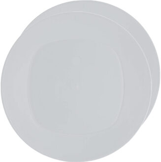 Excellent Houseware 12x Stuks onbreekbare kunststof ontbijt/dinerbordjes - wit - 24 cm