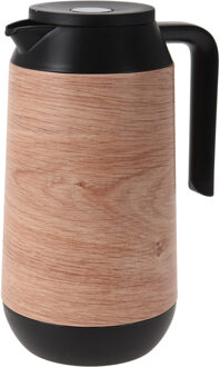 Excellent Houseware 1x Koffie/thee thermoskan houtlook 1000 ml