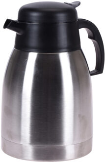 Excellent Houseware 1x Koffie/thee thermoskan RVS 1500 ml - Thermoskannen Zilverkleurig