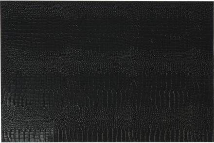 Excellent Houseware 1x Rechthoekige placemats zwart slangenhuid kunststof 45 x 30 cm