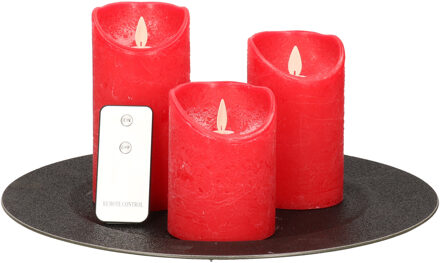 Excellent Houseware 1x Ronde kaarsenborden/onderborden zwart met glitter 33 cm