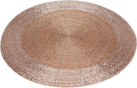 Excellent Houseware 1x stuks placemats/onderleggers champagne rond D35 cm