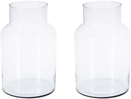 Excellent Houseware 2x Glazen vaas/vazen 5 liter van 14 x 26 cm