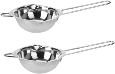 Excellent Houseware 2x - smeltpan - D14 cm - RVS - incl. schenktuit