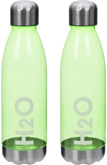 Excellent Houseware 2x Stuks Bidon Drinkfles/waterfles Groen 700 Ml Met Schroefdop - Drinkflessen