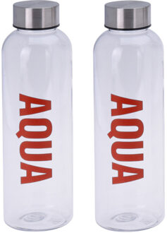 Excellent Houseware 2x stuks bidon drinkfles/waterfles rood 500 ml met schroefdop - Drinkflessen