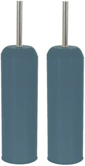 Excellent Houseware 2x stuks Excellent Houseware - Toiletborstel met houder - rond - navy