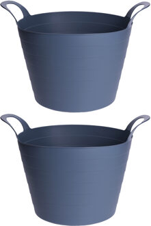 Excellent Houseware 2x Stuks Flexibele emmers/wasmanden - 30L - blauw - kunststof - Wasmanden