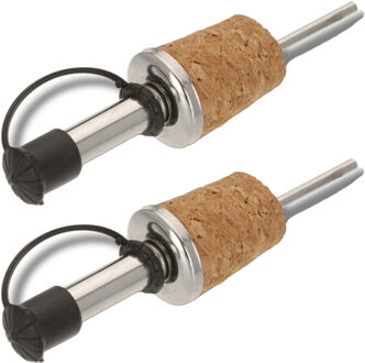 Excellent Houseware 2x stuks Schenktuit/schenkkurk met sluiting - RVS - 18 cm