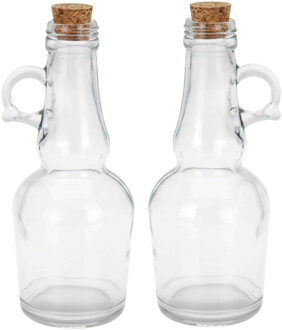 Excellent Houseware 2x stuks Tafeldecoratie olie/azijn flessen - 250 ml - Olie- en azijnstellen Transparant