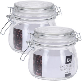 Excellent Houseware 30x stuks opslagpotten/weckpotten van glas met klem beugel deksel en afsluitring met inhoud 500 ML