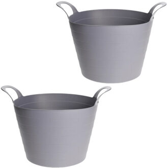Excellent Houseware 3x Stuks Flexibele emmers/wasmanden - 30L - grijs - kunststof