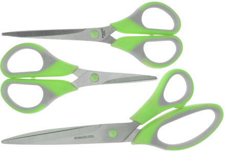 Excellent Houseware 3x stuks scharen / scharenset 14 / 17 / 21 cm groen