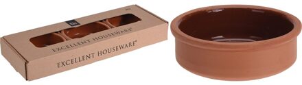 Excellent Houseware 3x Tapas serveerschaaltjes 500 ml terracotta 12 cm - Snack en tapasschalen Bruin