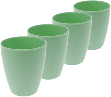 Excellent Houseware 4x drinkbekers kunststof 340 ml groen - Drinkbekers