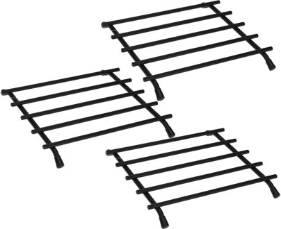 Excellent Houseware 4x Metalen zwarte pannenonderzetters vierkant 20 cm