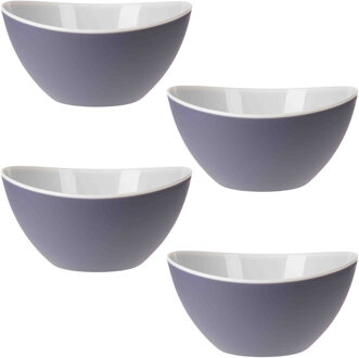 Excellent Houseware 4x stuks Onbreekbare kommetjes/schaaltjes - paars - kunststof - 330 ml