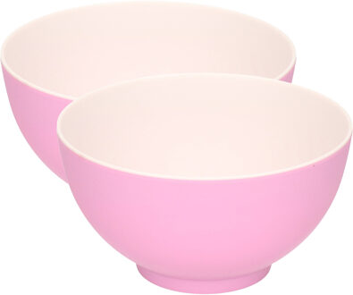 Excellent Houseware 4x stuks onbreekbare kunststof/melamine roze dessert schaaltje Dia 14 x H 7.5 cm voor outdoor/camp - Serveerschalen Paars