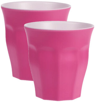 Excellent Houseware 4x stuks onbreekbare kunststof/melamine roze drinkbeker 9 x 8.7 cm voor outdoor/camping - Drinkbekers