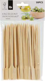Excellent Houseware 50x Amuse/tapas prikkers van bamboe hout 15 cm
