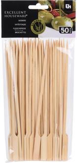 Excellent Houseware 50x Bamboe houten sate prikkers/stokjes 20 cm - prikkers (sate)
