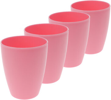 Excellent Houseware 6x drinkbekers kunststof 340 ml roze - Drinkbekers