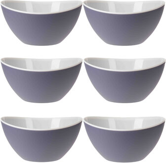 Excellent Houseware 6x stuks Onbreekbare kommetjes/schaaltjes - paars - kunststof - 330 ml