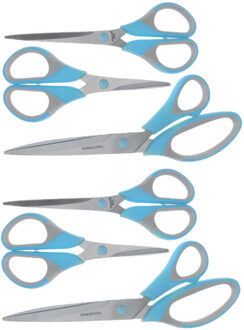 Excellent Houseware 6x stuks scharen / scharenset 14 / 17 / 21 cm blauw