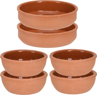 Excellent Houseware 6x Tapas schaaltjes set 150 ml en 450 ml terracotta - stenen bakjes - Snack en tapasschalen Bruin