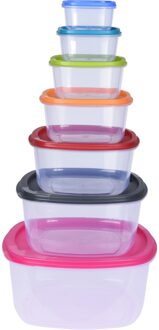 Excellent Houseware 7x Voorraadbakjes/bewaarbakjes verschillende formaten