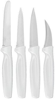 Excellent Houseware 8-delige RVS messenset met wit kunststof handvat