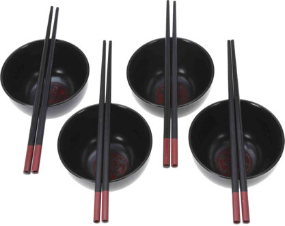 Excellent Houseware 8-delige sushi serveer set voor 4 personen - keramiek - zwart