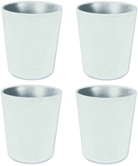 Excellent Houseware 8x stuks onbreekbare kunststof/melamine bekers - wit - 450 ml